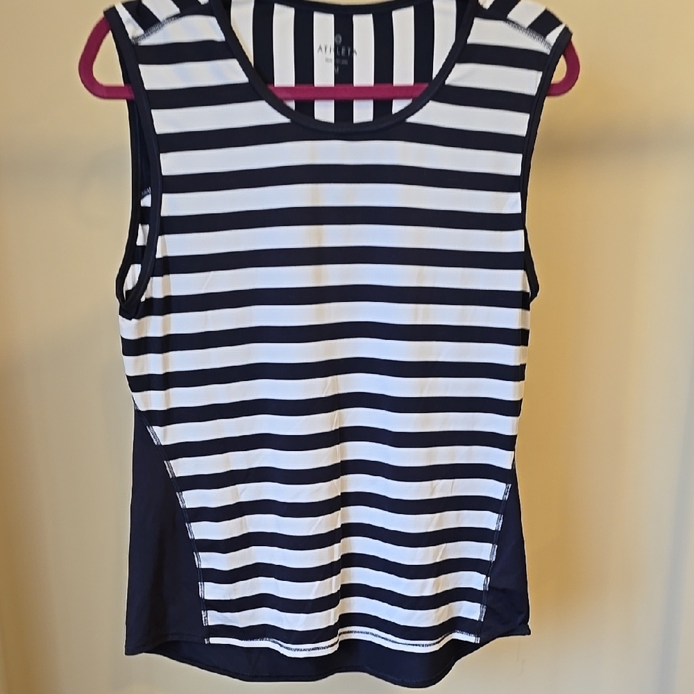Athleta Navy and White Striped Women's Top